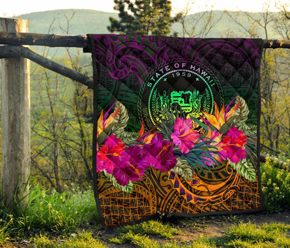 Polynesian Hawaii Premium Quilt - Summer Hibiscus