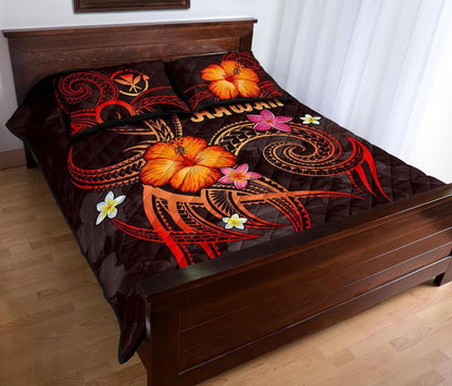 Polynesian Hawaii Quilt Bed Set - Legend of Kanaka Maoli (Red)