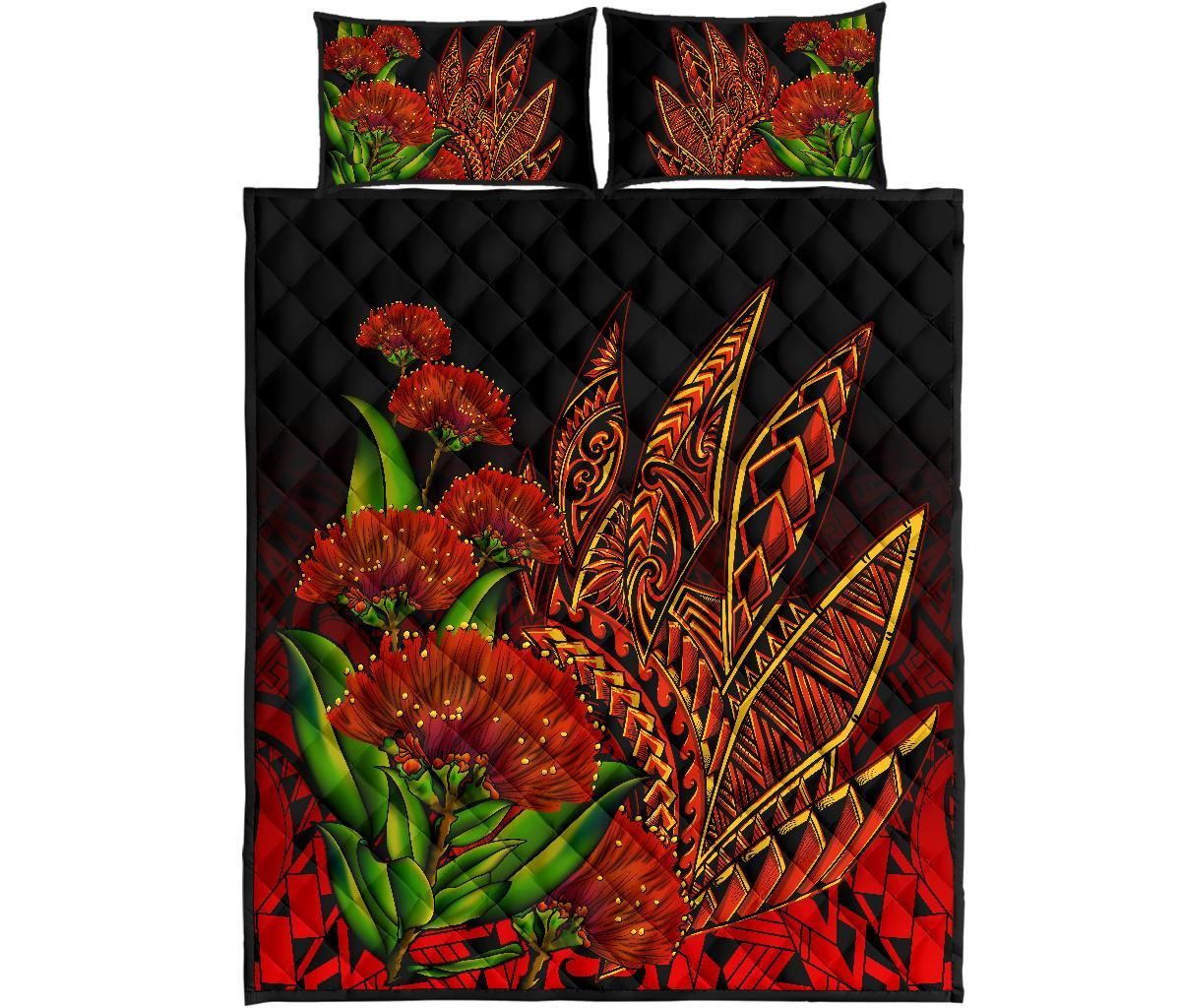Polynesian Hawaii Quilt Bed Set - Ohia Lehua