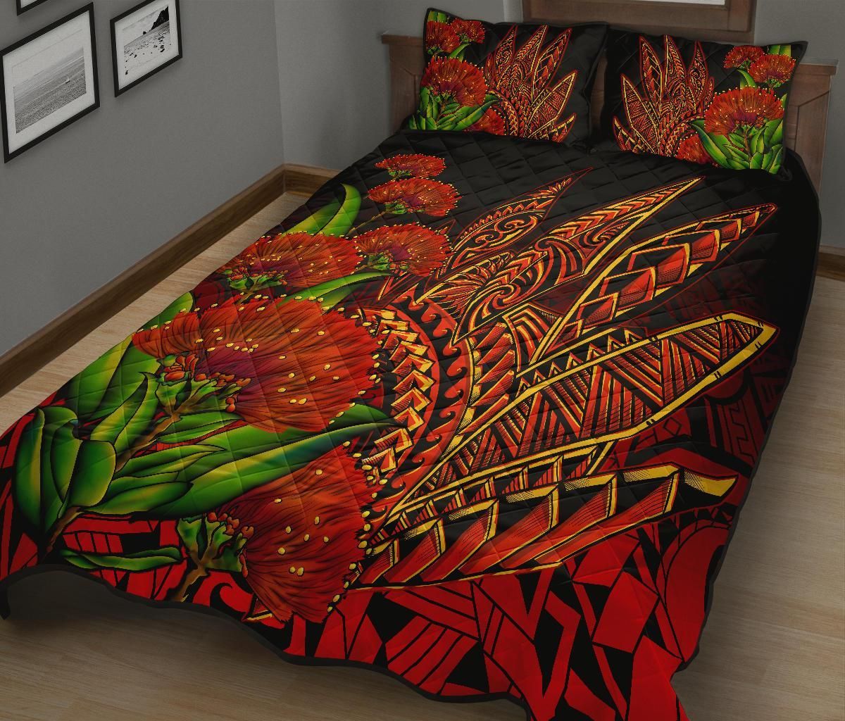 Polynesian Hawaii Quilt Bed Set - Ohia Lehua