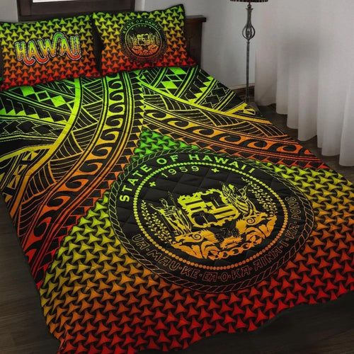 Polynesian Hawaii Quilt Bed Set - Reggae Vintage Polynesian Patterns