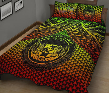 Polynesian Hawaii Quilt Bed Set - Reggae Vintage Polynesian Patterns