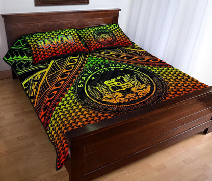 Polynesian Hawaii Quilt Bed Set - Reggae Vintage Polynesian Patterns