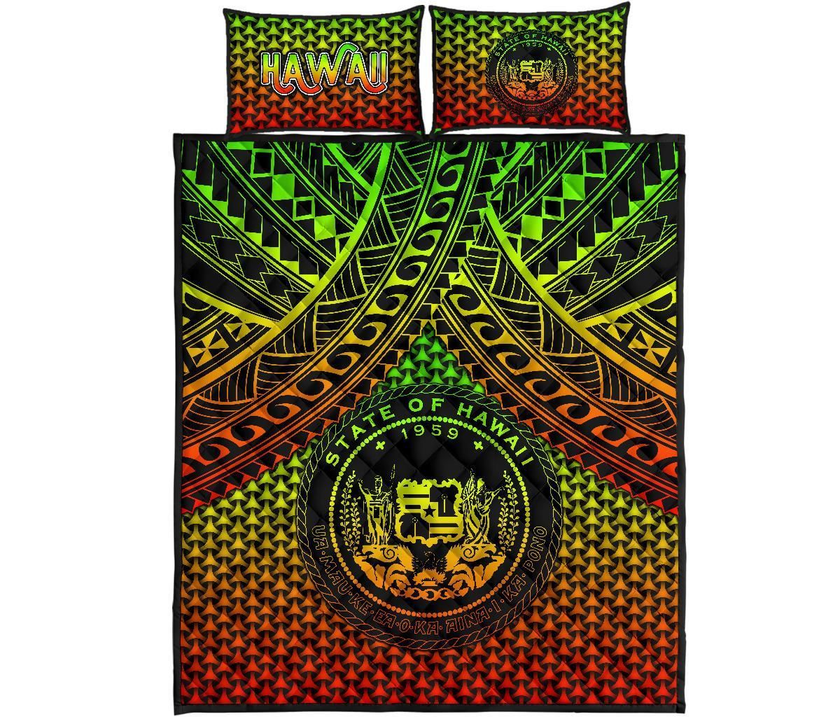 Polynesian Hawaii Quilt Bed Set - Reggae Vintage Polynesian Patterns