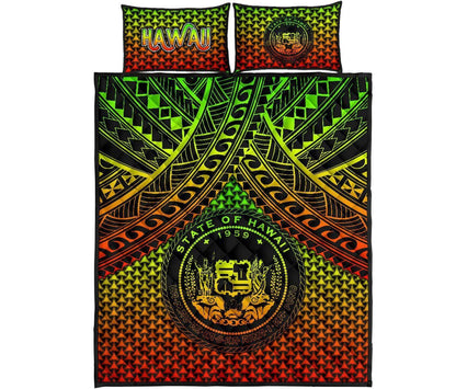 Polynesian Hawaii Quilt Bed Set - Reggae Vintage Polynesian Patterns