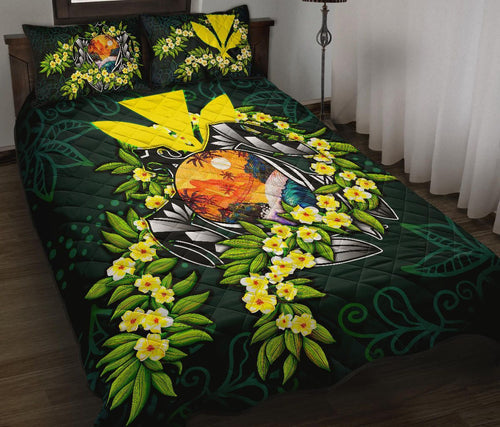 Polynesian Hawaii Quilt Bed Set - Ti Leaf Lei Turtle
