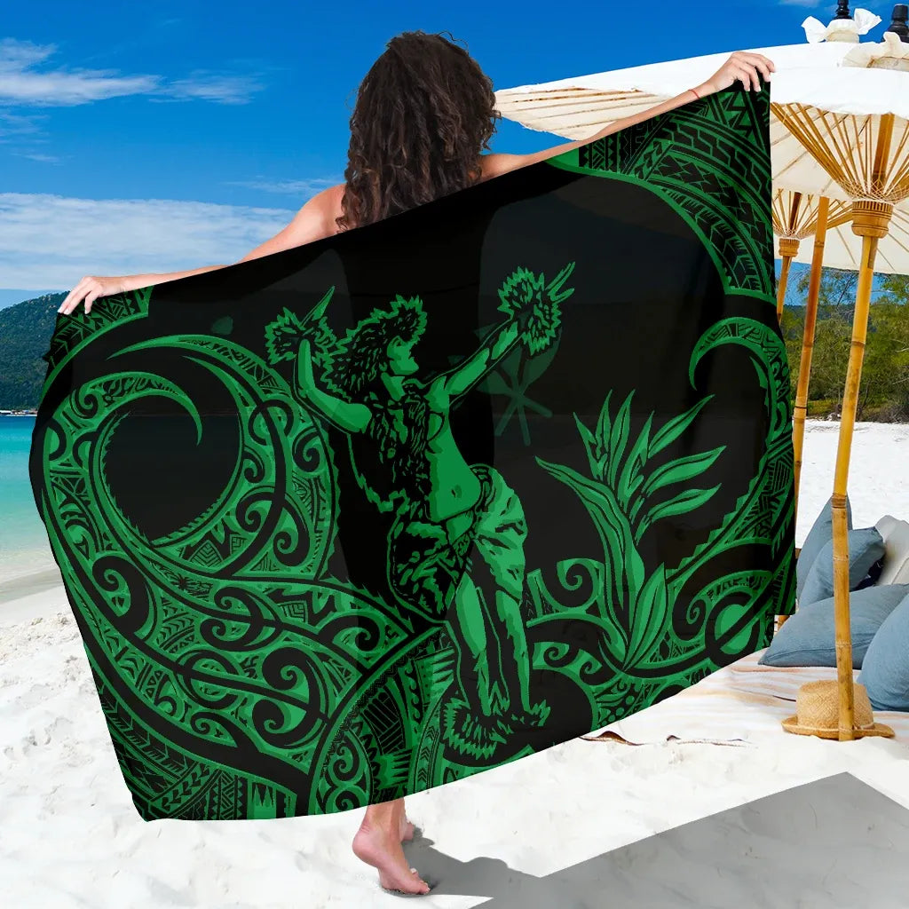 Polynesian Hawaii Sarong - Hula Girl Red Green