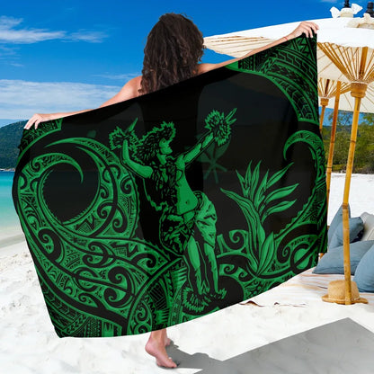 Polynesian Hawaii Sarong - Hula Girl Red Green