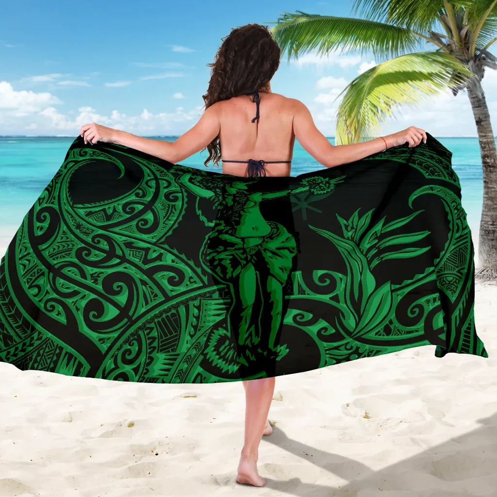 Polynesian Hawaii Sarong - Hula Girl Red Green