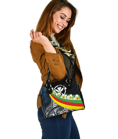 Polynesian Hawaii Shoulder Handbag - Kanaka Maoli With Plumeria Style