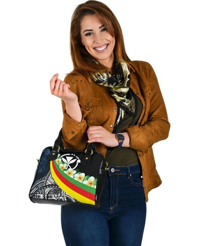 Polynesian Hawaii Shoulder Handbag - Kanaka Maoli With Plumeria Style