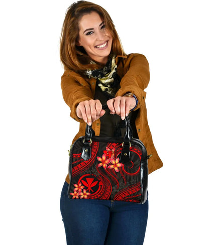 Polynesian Hawaii Shoulder Handbag - Red Plumeria