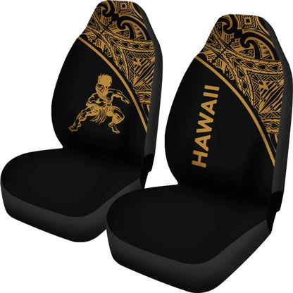 Hawaii Car Seat Covers - Polynesian Warriors Tattoo Gold Curve