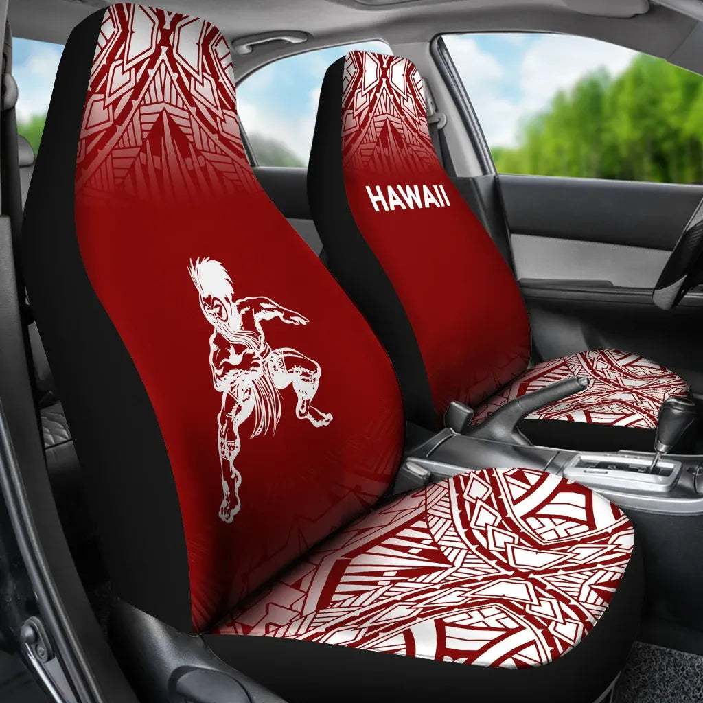 Hawaii Car Seat Covers - Polynesian Warriors Tattoo Fog Red