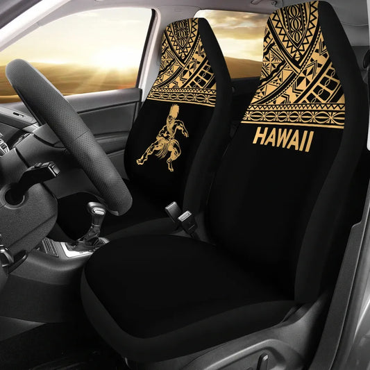 Hawaii Car Seat Covers - Polynesian Warriors Tattoo Horizontal Gold