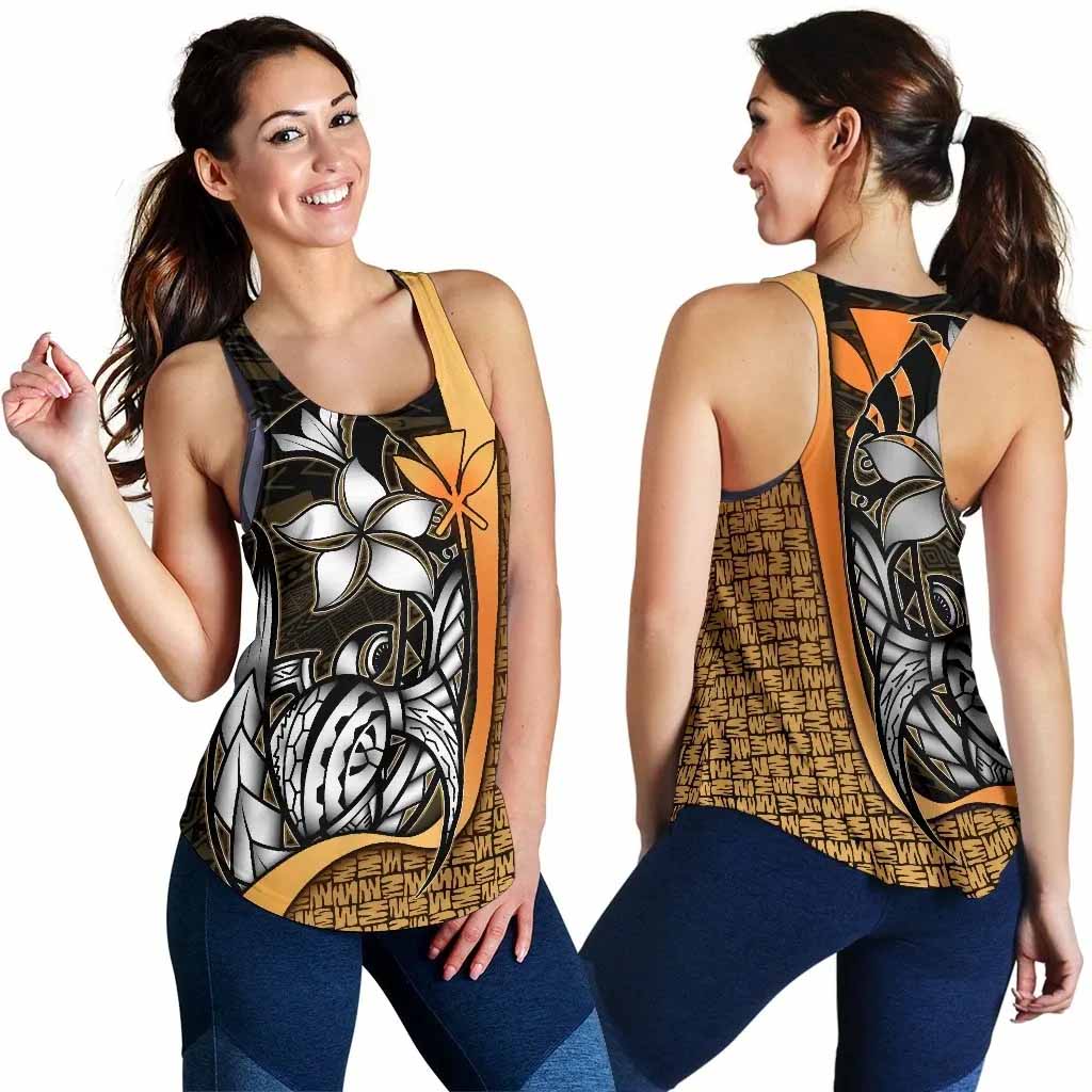 Polynesian Hawaii Women Racerback Tank Gold - Turtle with Hook