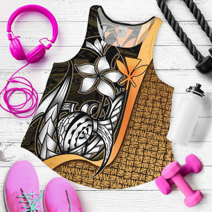 Polynesian Hawaii Women Racerback Tank Gold - Turtle with Hook
