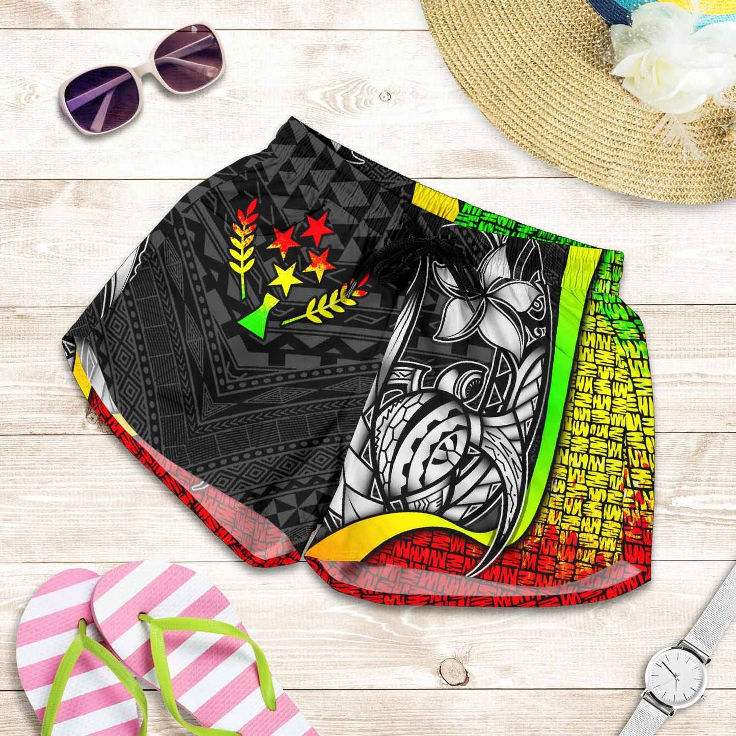 Polynesian Hawaii Women Shorts Reggae - Turtle with Hook