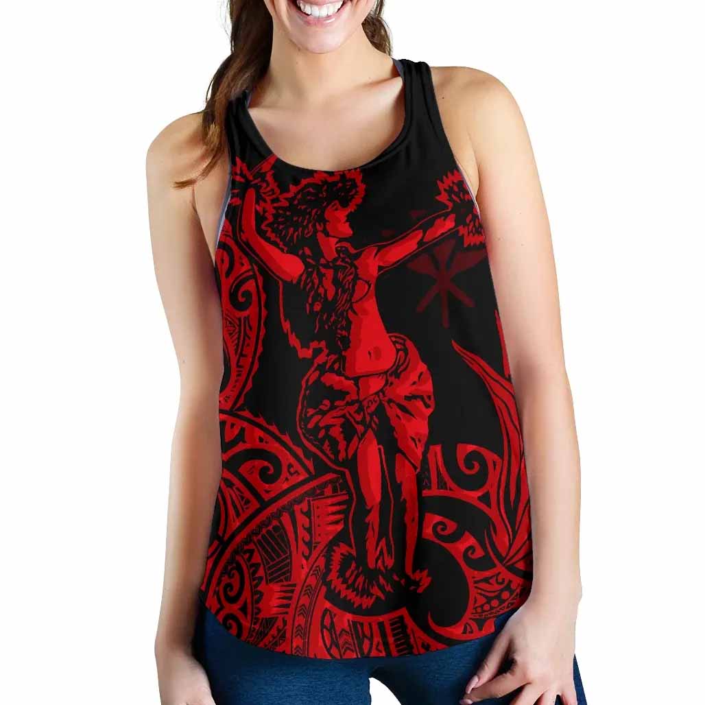 Polynesian Hawaii Women Racerback Tank - Hula Girl Red