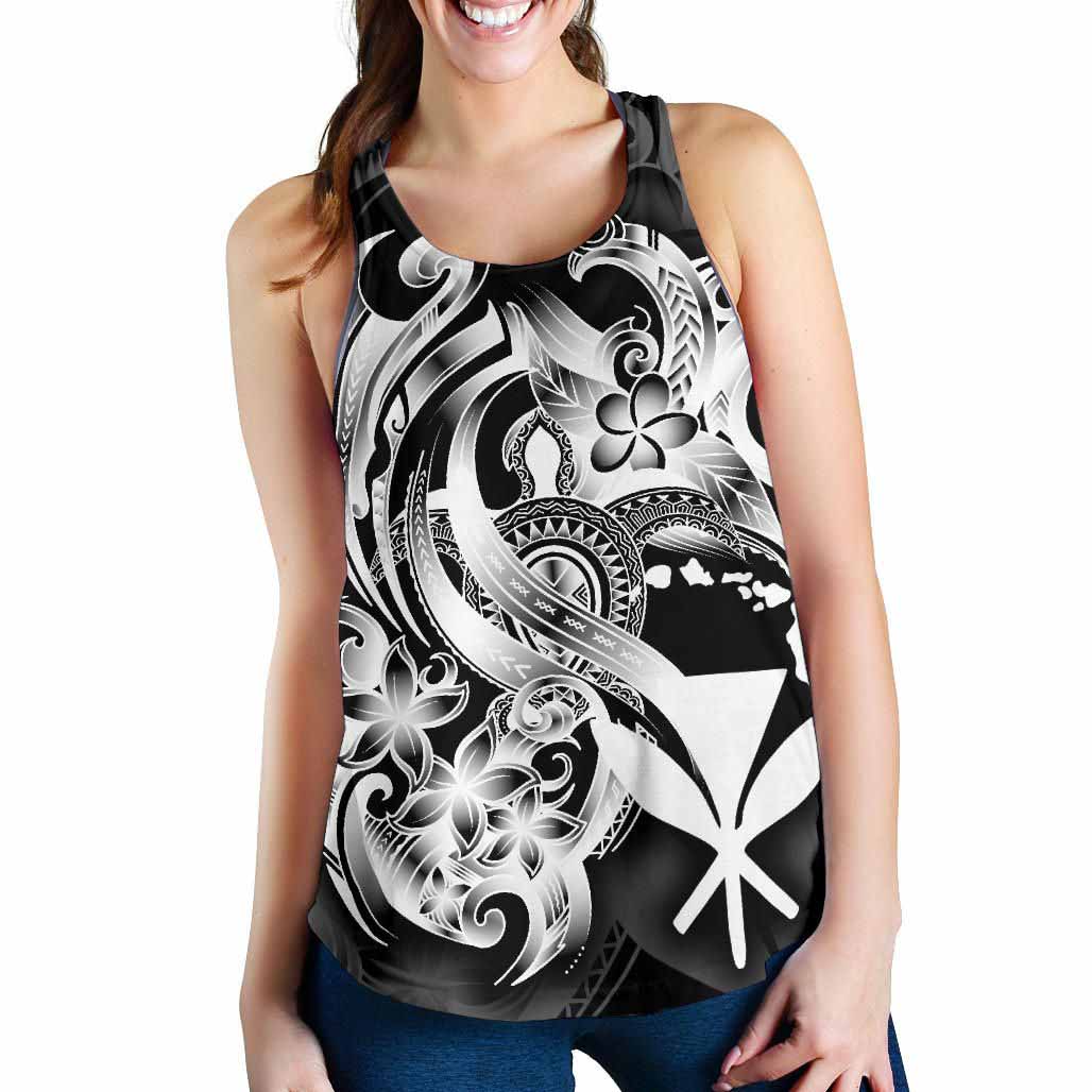 Polynesian Hawaii Women Racerback Tank - Kanaka Maoli White Turtle