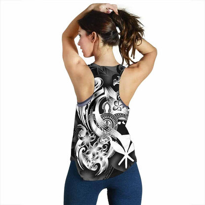 Polynesian Hawaii Women Racerback Tank - Kanaka Maoli White Turtle