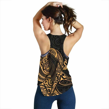 Polynesian Hawaii Women Racerback Tank - Polynesian Golden Humpback Whale