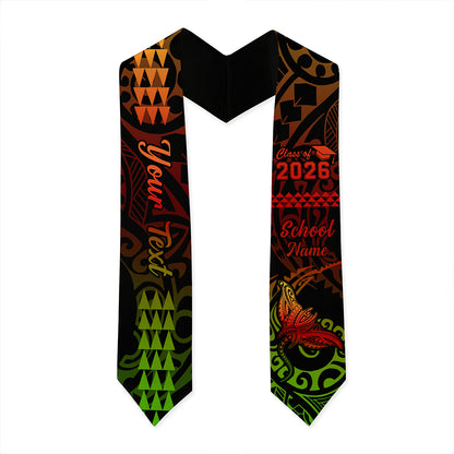 Hawaii Graduation Stole Custom Class 2026 Tribal Manta Ray Kakau Style