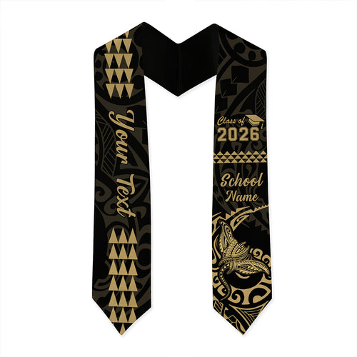 Hawaii Graduation Stole Custom Class 2026 Tribal Manta Ray Kakau Style