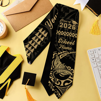Hawaii Graduation Stole Custom Class 2026 Tribal Manta Ray Kakau Style