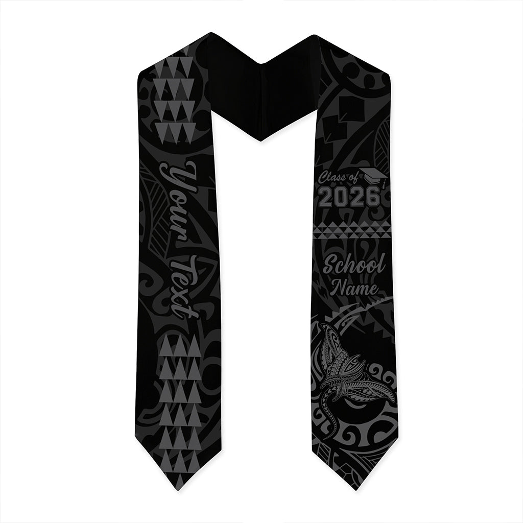 Hawaii Graduation Stole Custom Class 2026 Tribal Manta Ray Kakau Style