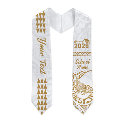Hawaii Graduation Stole Custom Class 2026 Tribal Manta Ray Kakau Style