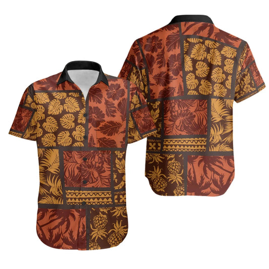 Polynesian Short Sleeve Shirt - Elements Fabric Patchwork
