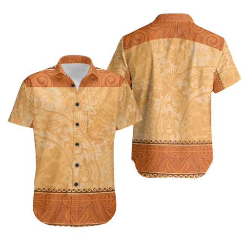 Polynesian Short Sleeve Shirt - Hibiscus And Turtle Vintage Pattern
