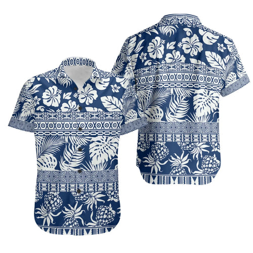 Polynesian Short Sleeve Shirt - Hibiscus Tropical Leaves Pattern