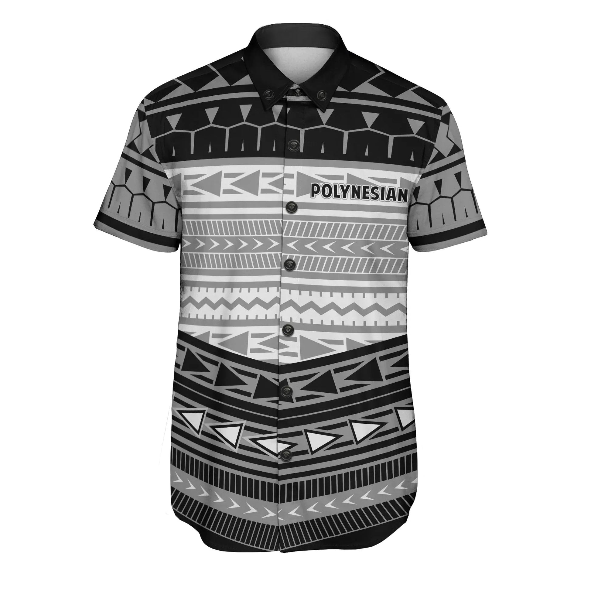 Polynesian Short Sleeve Shirt Polynesian Pattern - Black Style