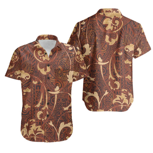 Polynesian Short Sleeve Shirt - Tribal Fabric Patchwork Style