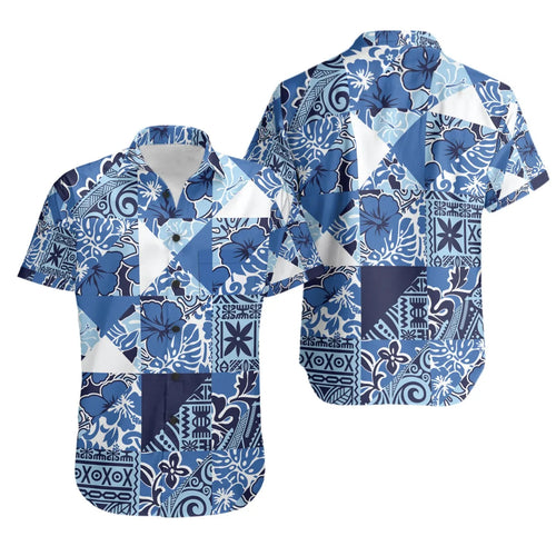 Polynesian Short Sleeve Shirt - Vintage Hibiscus Fabric Pattern
