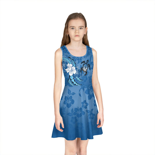 Hawaii Girls Sleeveless Sundress Polynesian Hibiscus