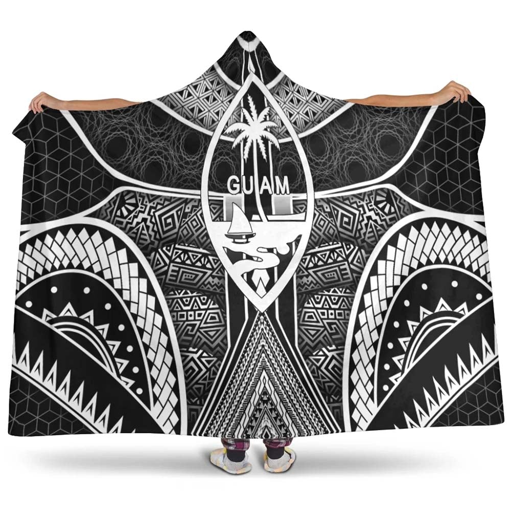 Polynesian Hooded Blanket - Guam Symbols With Poly Patterns