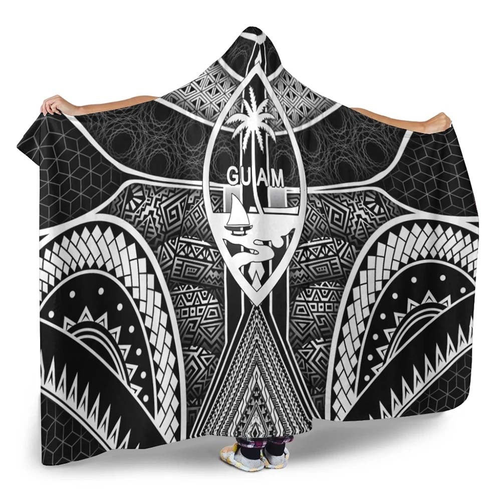 Polynesian Hooded Blanket - Guam Symbols With Poly Patterns