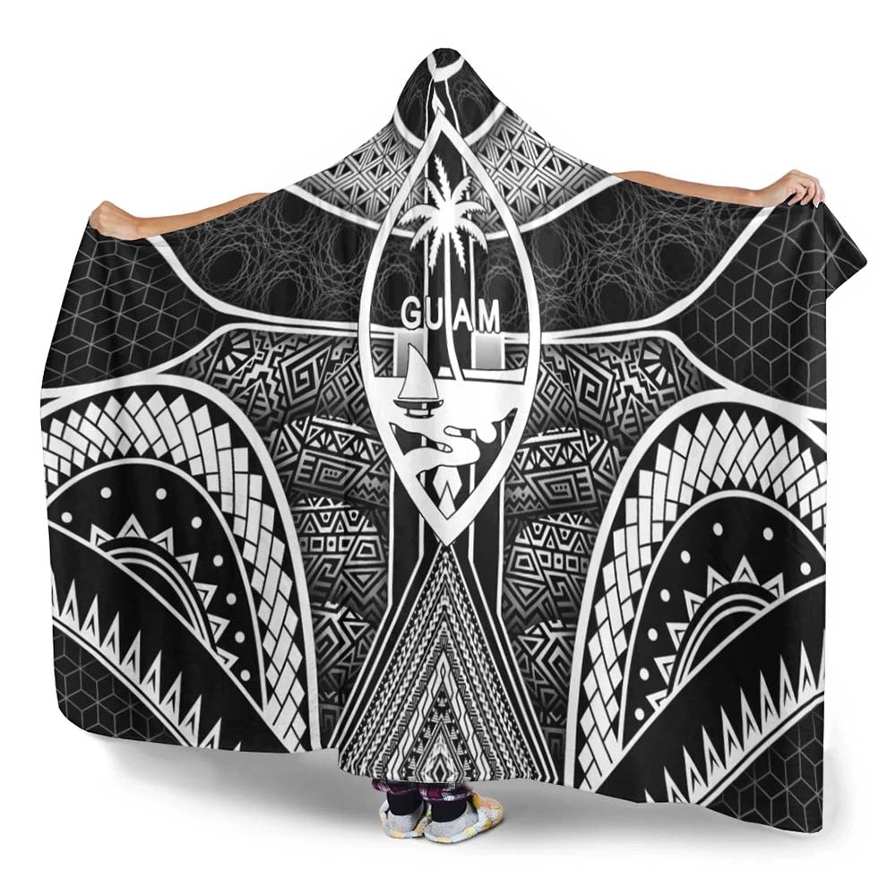 Polynesian Hooded Blanket - Guam Symbols With Poly Patterns