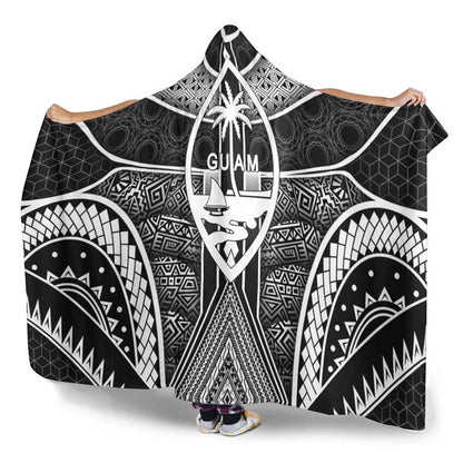 Polynesian Hooded Blanket - Guam Symbols With Poly Patterns