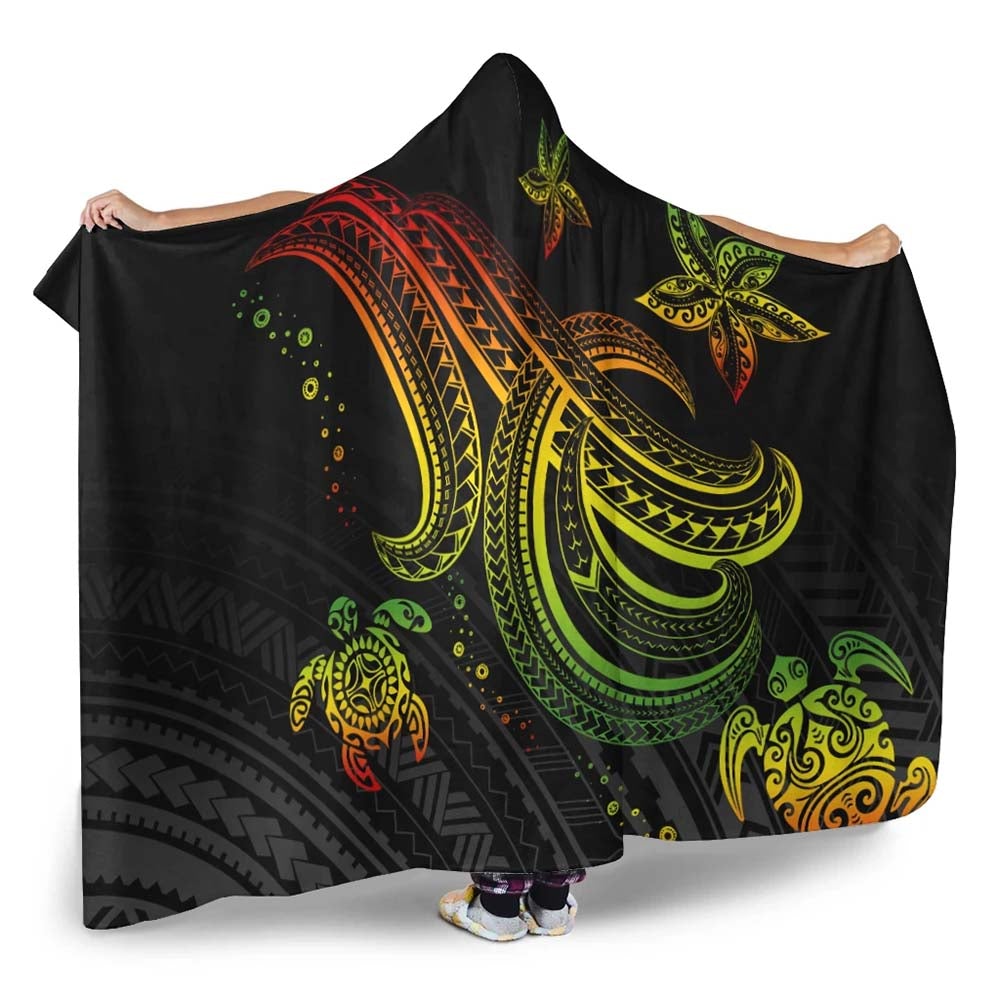 Polynesian Hooded Blankets- Reggae Turtle