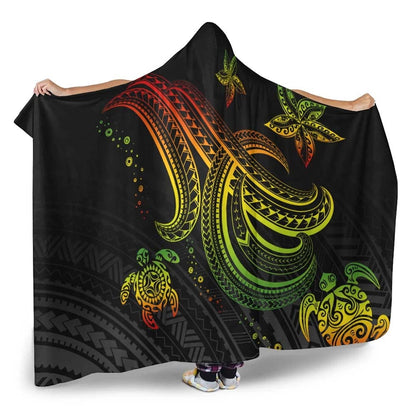 Polynesian Hooded Blankets- Reggae Turtle