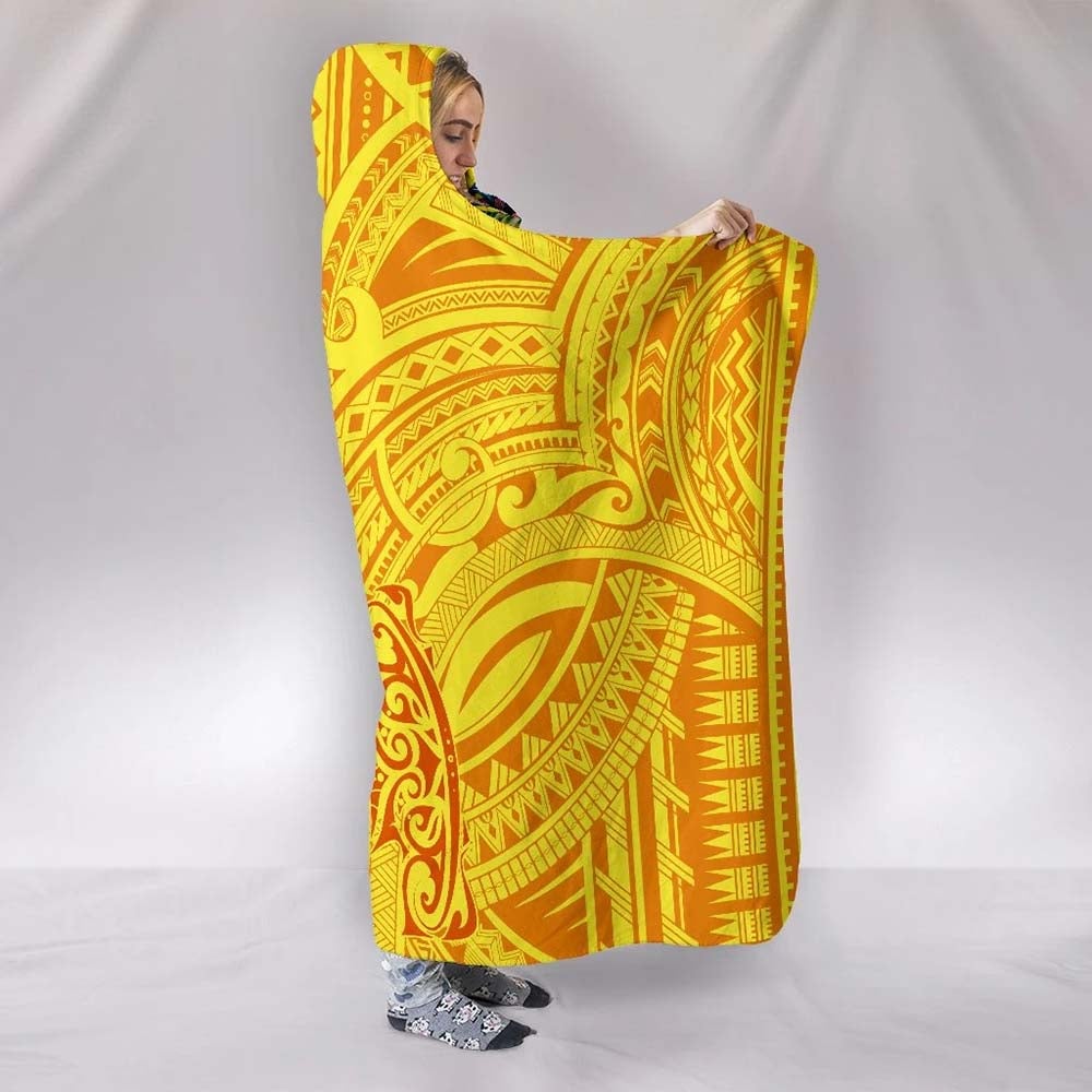 Polynesian Hooded Blankets - Vanuatu Symbols With Hibiscus