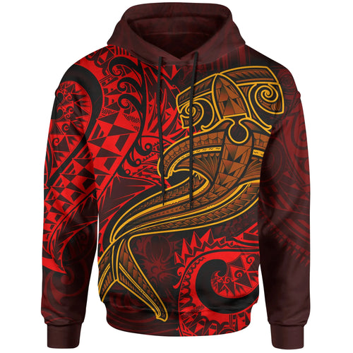 Polynesian Hoodie - Red Shark Polynesian Tattoo