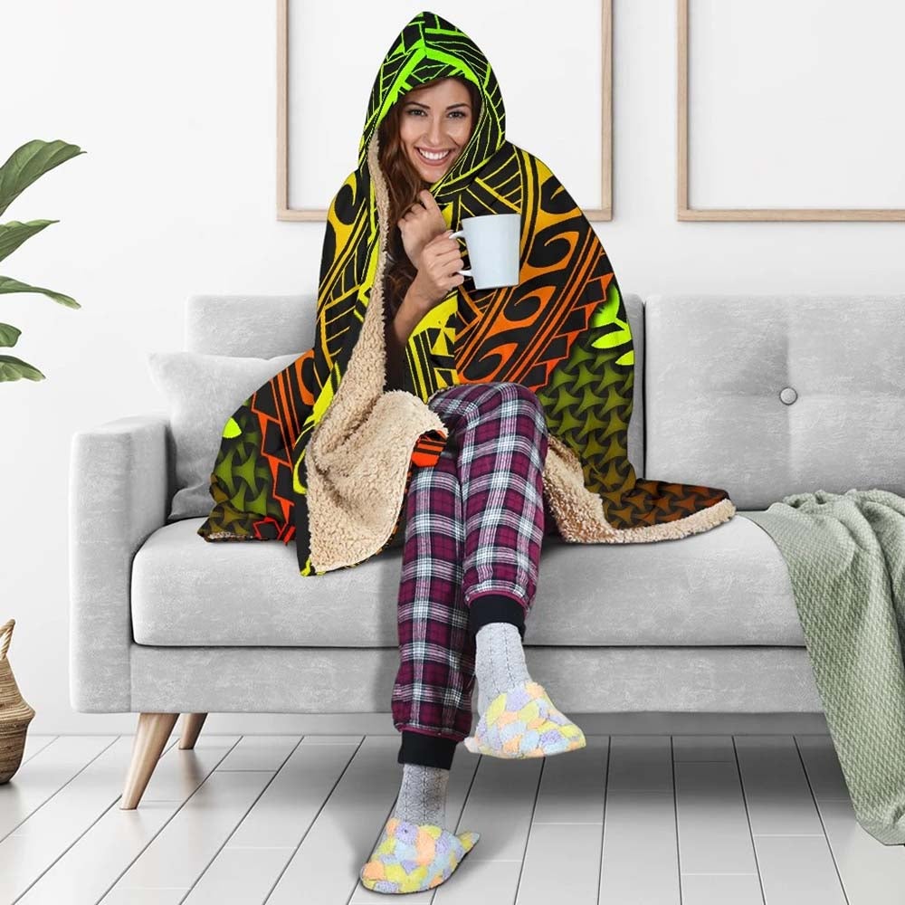 Polynesian Kosrae Hooded Blanket - Reggae Vintage Polynesian Patterns