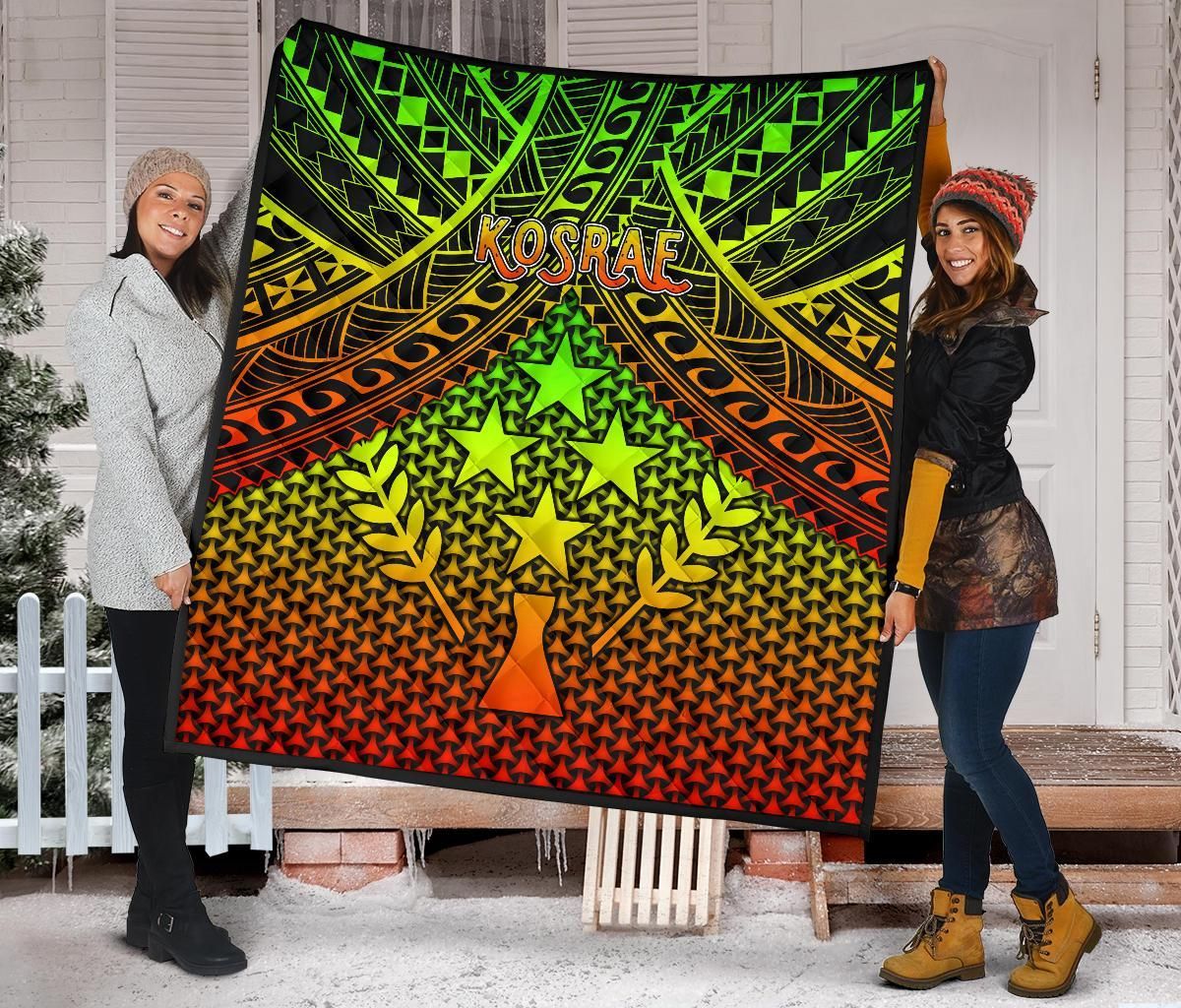 Polynesian Kosrae Premium Quilt - Reggae Vintage Polynesian Patterns