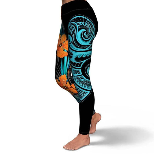 Polynesian Legging - Hawaiian Flower Pattern Legging
