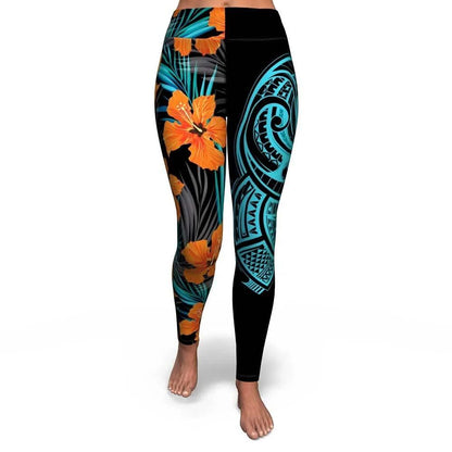 Polynesian Legging - Hawaiian Flower Pattern Legging